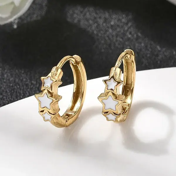 304 Stainless Steel Star Hoop Earrings