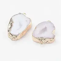 Electroplate Natural Druzy Geode Quartz Crystal Links connectors