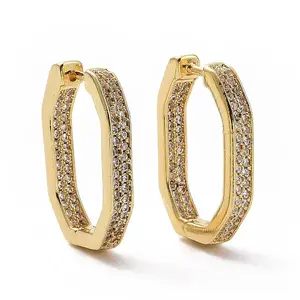 Clear Cubic Zirconia Oval Hoop Earrings
