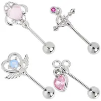 4 Pairs 4 Styles Brass Pave Cubic Zirconia Cartilage Earrings