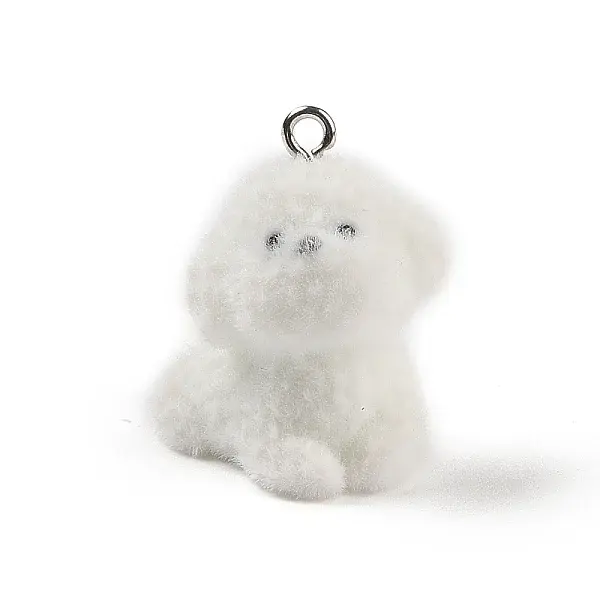 Flocking Resin Cute Puppy Pendants