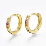 Brass Micro Pave Cubic Zirconia Huggie Hoop Earrings