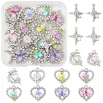 20Pcs 8 Styles Platinum Alloy Glass Pendants