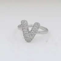 Brass Micro Pave Clear Cubic Zirconia Cuff Rings