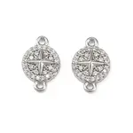 Brass Micro Pave Clear Cubic Zirconia Connector Charms