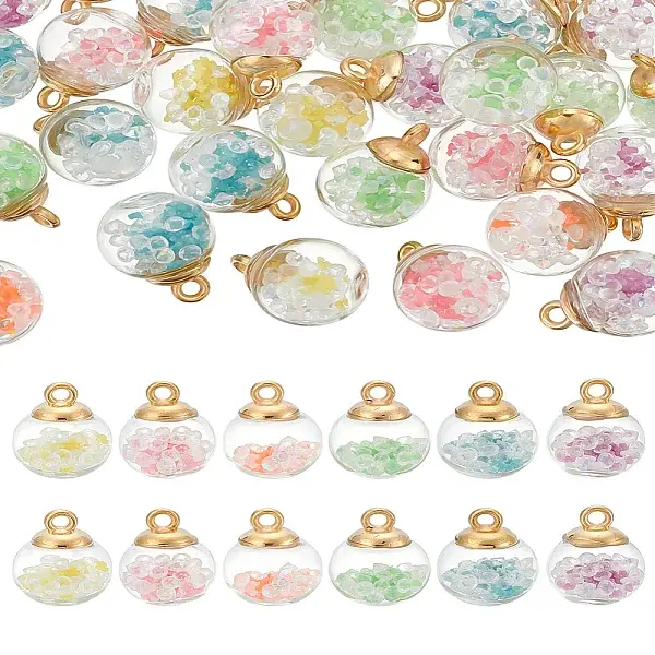 36Pcs 6 Colors Luminous Glass Bottle Pendants