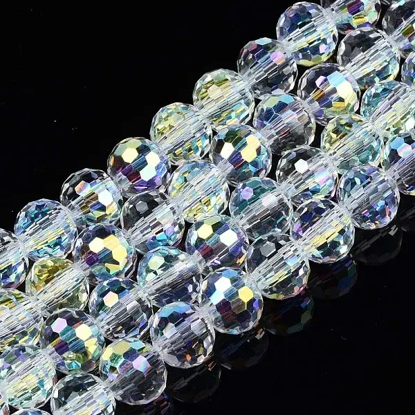 Electroplate Transparent Glass Beads Strands