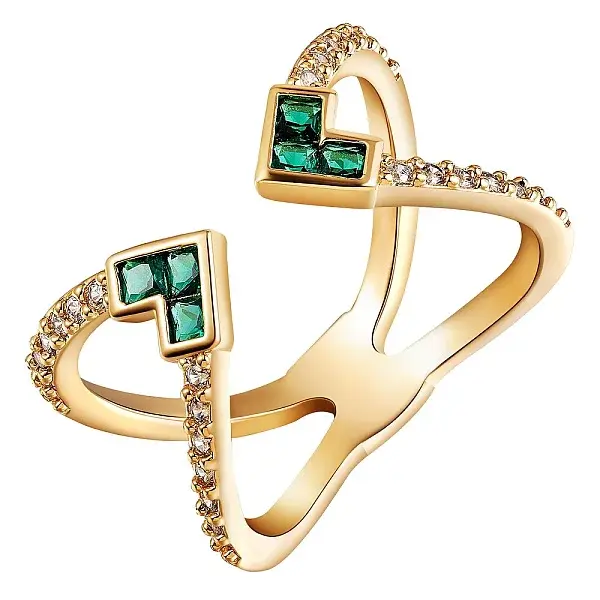 Criss Cross Clear Cubic Zirconia Cuff Ring