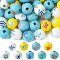 45Pcs 9 Styles Natural Wood European Beads