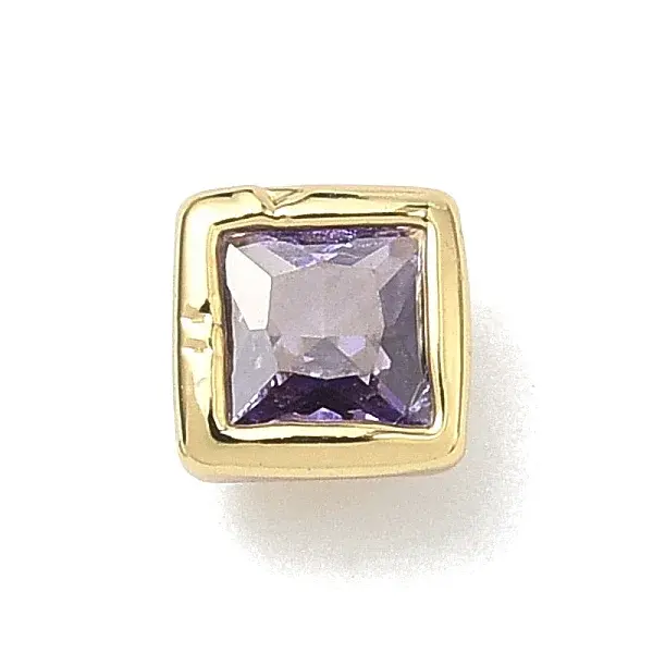 Square Brass Micro Pave Cubic Zirconia Cabochons