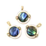 Brass Cubic Zirconia & Paua Shell Pendants