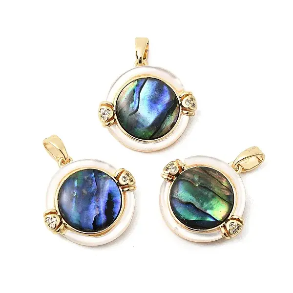 Brass Cubic Zirconia & Paua Shell Pendants