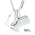 Brass Pave Clear Cubic Zirconia Shiny Balloon Letter Pendant Necklaces