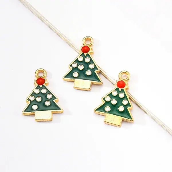 20Pcs Light Gold Alloy Enamel Pendants