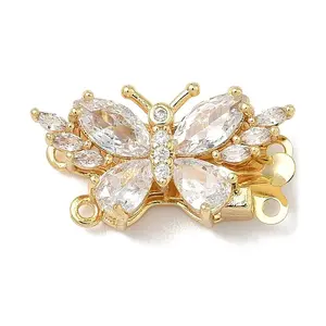 Brass Micro Pave Cubic Zirconia Butterfly Box Clasps