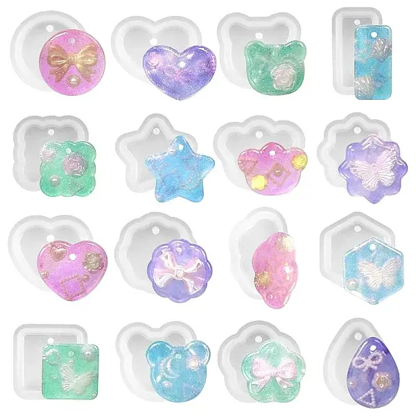 16Pcs DIY Pendant Silicone Molds