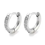 304 Stainless Steel Micro Pave Clear Cubic Zirconia Huggie Hoop Earrings