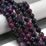 Faceted Natural Fire Crackle Agate Beads Strands