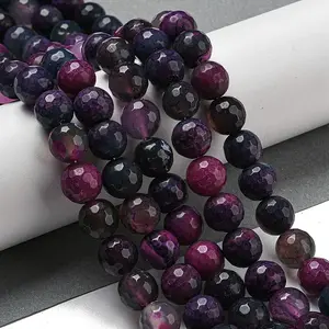 Faceted Natural Fire Crackle Agate Beads Strands