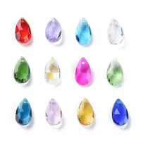 72Pcs 12 Colors Birthstone Charms Glass Pendants