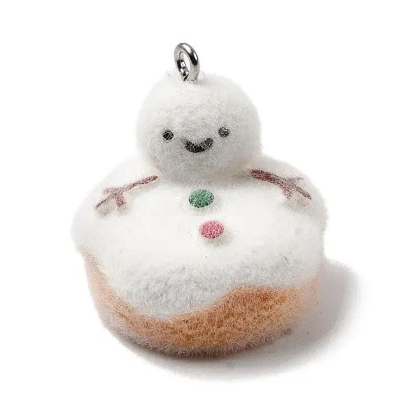 Christmas Flocky Opaque Resin Pendants