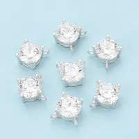 925 Sterling Silver Pave Clear Cubic Zirconia Flat Round Charms