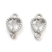 Brass Pave Clear Cubic Zirconia Connector Charms