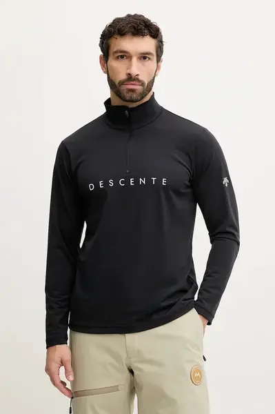 Funkčné tričko s dlhým rukávom Descente CHEST LOGO T-NECK čierna farba, DW5FLT01MU