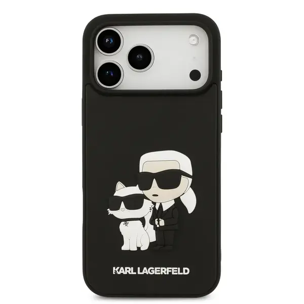 Zadní kryt Karl Lagerfeld 3D Rubber Karl and Choupette pro Apple iPhone 17 Pro Max, černá