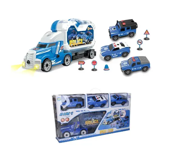 Policajný kamión s 3 autami skrutkovacie, s efektmi 42cm