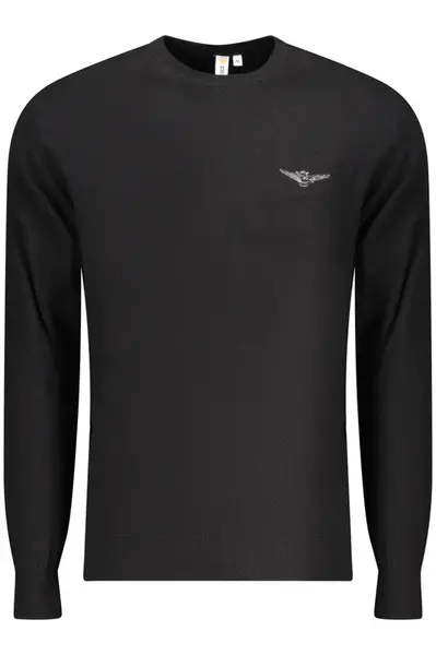 Čierny pánsky sveter s výstrihom do V