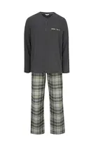 Dagi Dlhé pyžamo  antracitová / zelená / biela