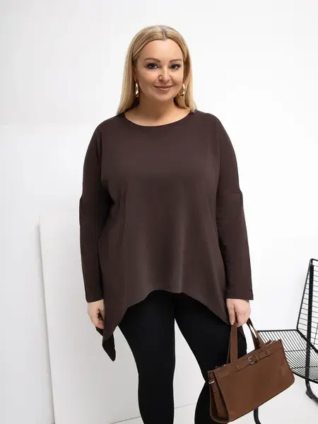 Tmavě hnědá plus size halenka