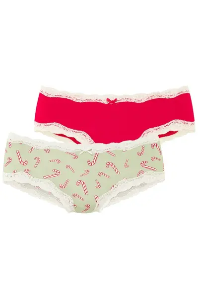 LASCANA Nohavičky  svetlozelená / červená / biela