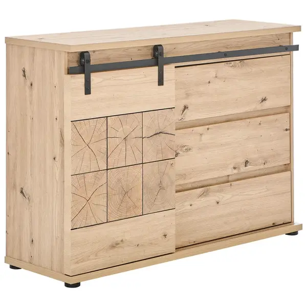 MID.YOU ŠIROKÁ KOMODA, barvy dubu, černá, 120/86/40 cm