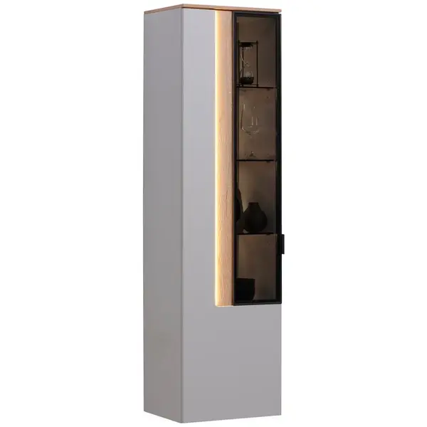 Dieter Knoll ZÁVĚSNÁ VITRÍNA, barvy dubu, světle šedá, 45,6/164,6/36 cm