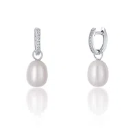 JwL Luxury Pearls Stříbrné kruhové náušnice á la vévodkyně Kate s pravou perlou a zirkony 3v1 JL0685