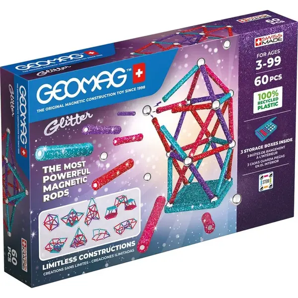Geomag Glitter Recycled 60 dielikov