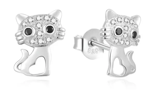 Beneto Hravé strieborné náušnice Mačičky AGUP1874