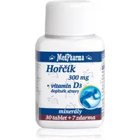 MedPharma Hořčík 300mg + Vitamín D3 tablety pro podporu snížení míry únavy a vyčerpání, normální stav zubů, kostí a svalů 37 tbl