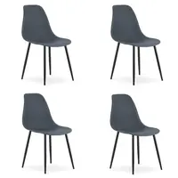 Súprava 4 ks bridlicovo sivých stoličiek OSAKA s čiernymi nohami