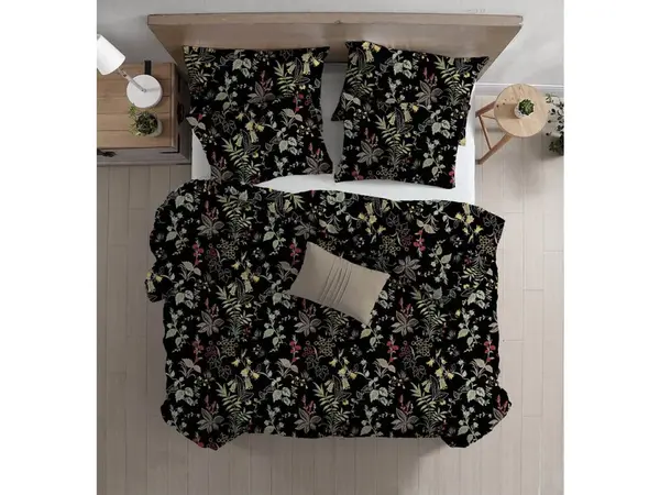 Povlečení z Renforcé bavlny FLORWELLA černé Rozměr povlečení: 70 x 90 cm | 140 x 220 cm