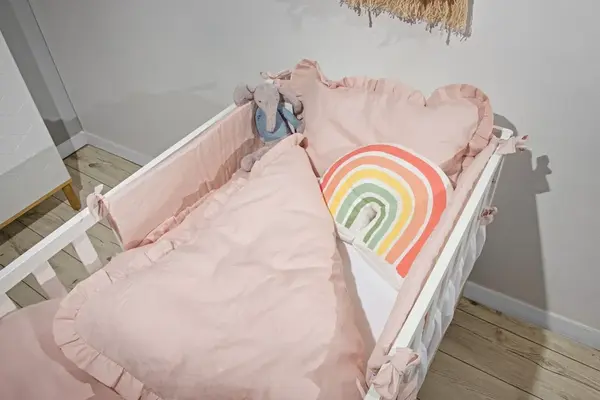 Lněné povlečení do postýlky DUSTY PINK, vel. M