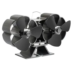 Ventilátor na kachle FLAMINGO dvojhlavý, čierny FLHSF17-270