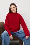 Svetr Medicine dámský, červená barva, s pologolfem