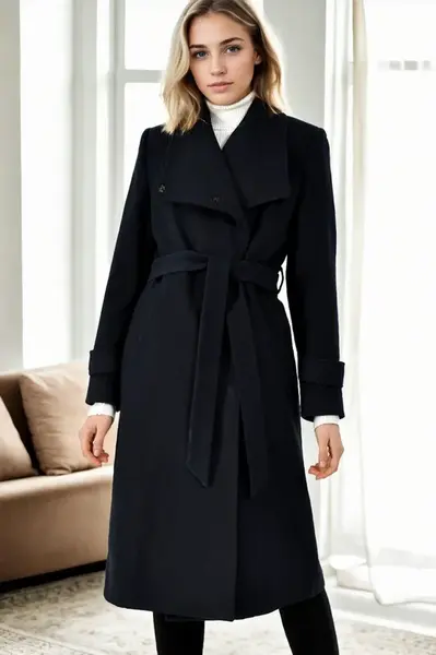Z9645 DEWBERRY WOMEN'S COAT-NAVY BLUE