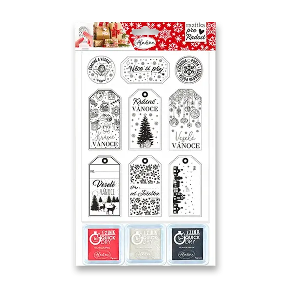 Razítka Aladine Stamp With Love - Vánoční visačky, 9 ks