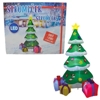 Nafukovací svítící stromeček s dárky 183 cm