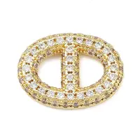 Brass Micro Pave Clear Cubic Zirconia Links Connector Charms