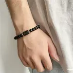 12 Constellations Theme Frosted Black Stone Round Beaded Stretch Bracelets for Women Men